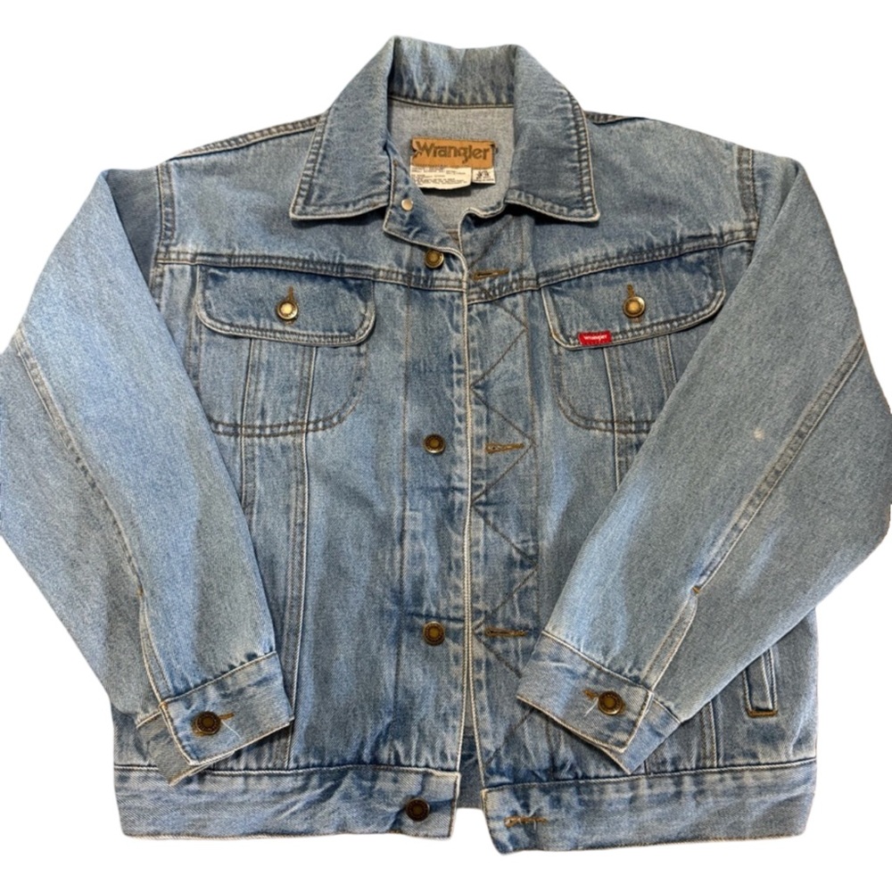 Youth Wrangler Blue 100%Cotton Denim Jacket Size Large 14/16